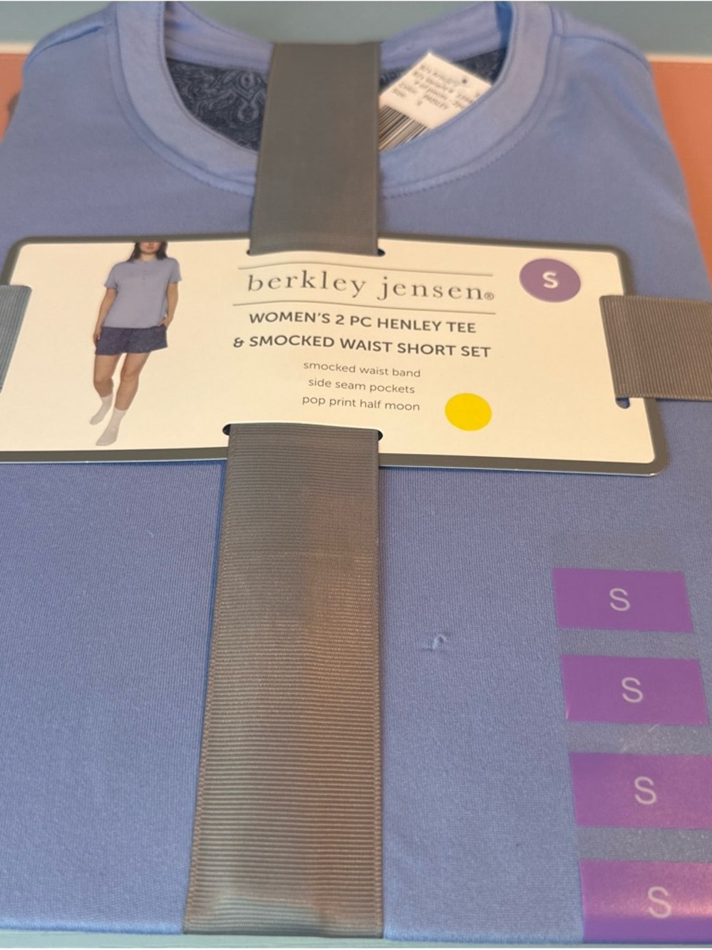 Jensen Women's 2-Piece Henley Tee & Short Set in Lavender
